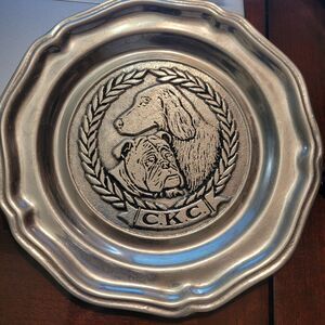 Vintage Continental Kennel Club Wilton Pewter 7" Dog Decorative Plate C.K.C.